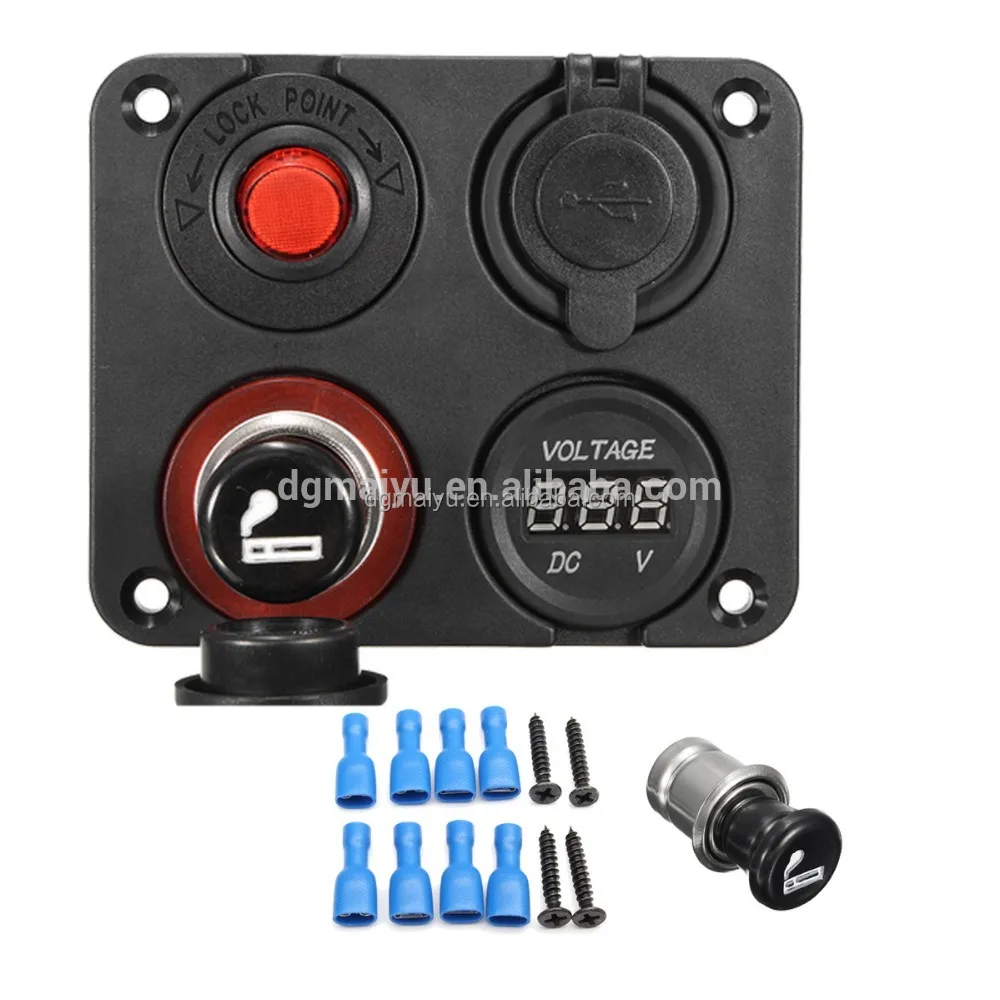 Vert LED KIMISS 12-24V 5 Gang On//Off Interrupteur /À Bascule Panneau Double Voltm/ètre USB Pour Voiture Bateau Marine Truck