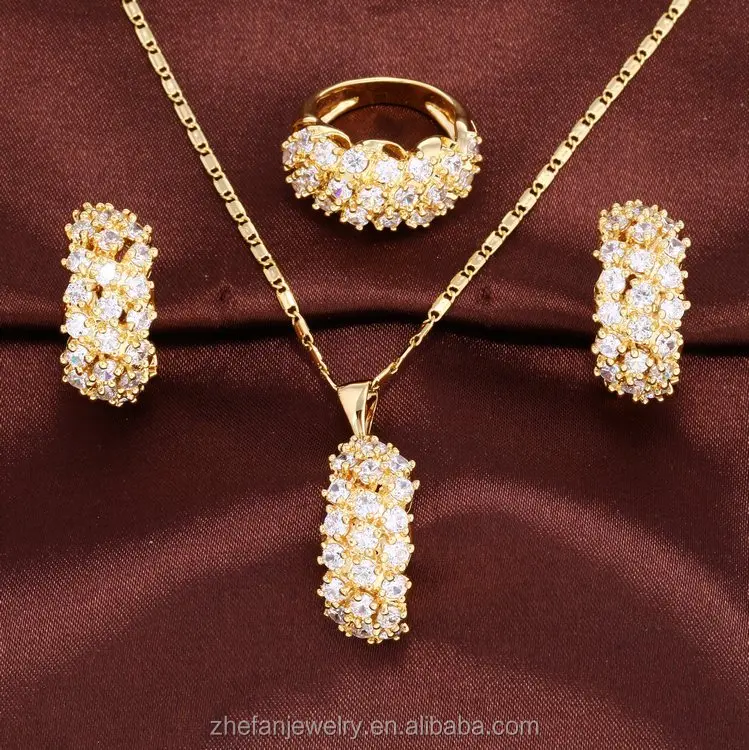 

22K gold zirconia jewelry dubai wholesale jewelry set price discount gold necklace fashion jewelry sets