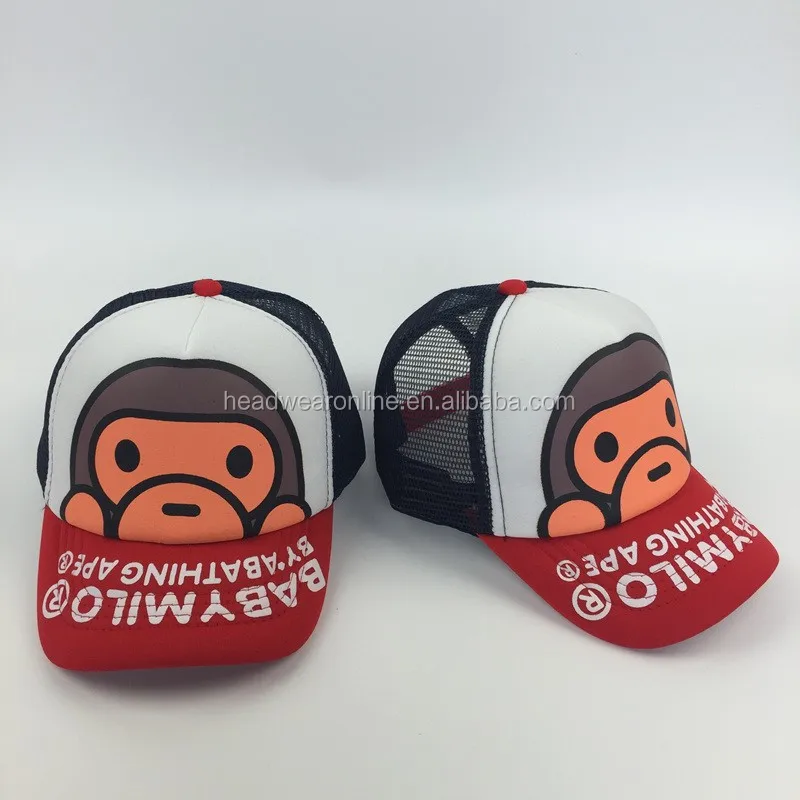 Source High Quality Custom Printed Monkey Logo Mesh Baseball Cap