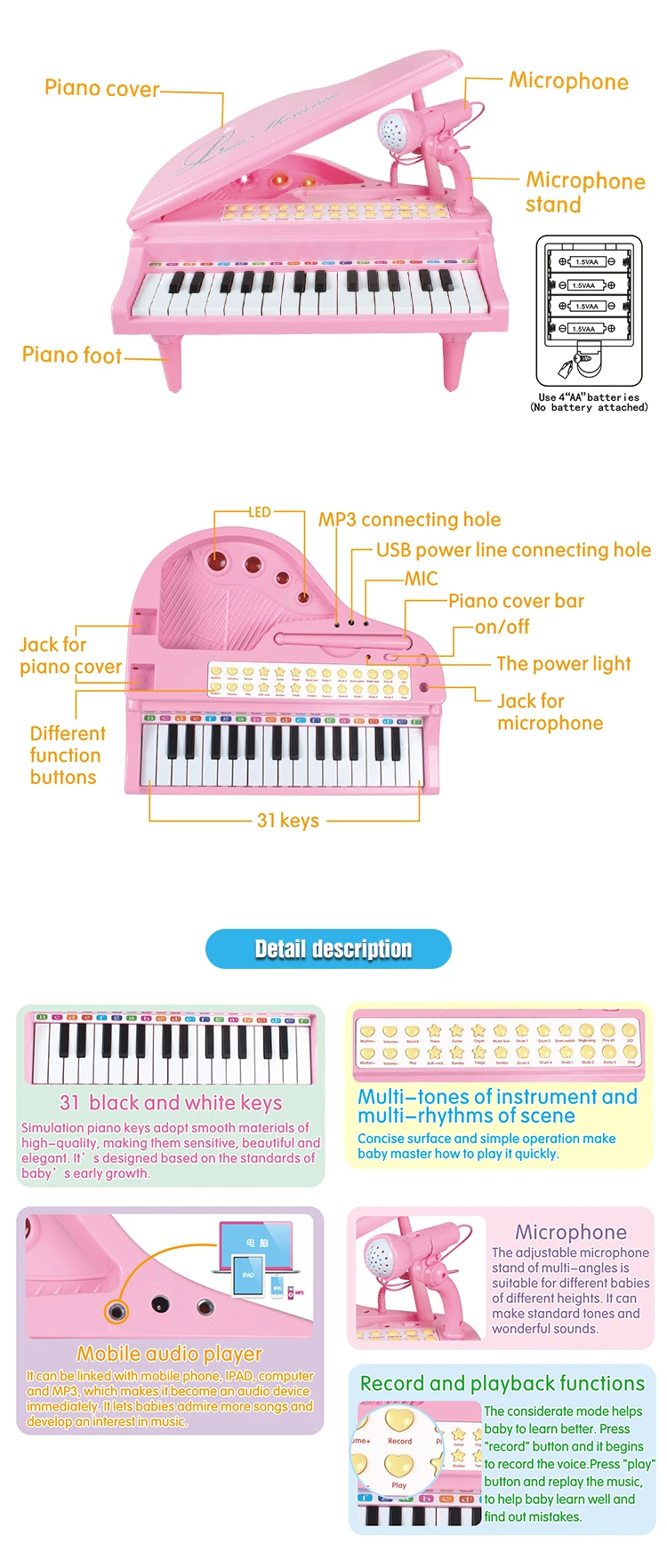 Children Educational Toys Novel Musical Instrument Mini musical keyboard