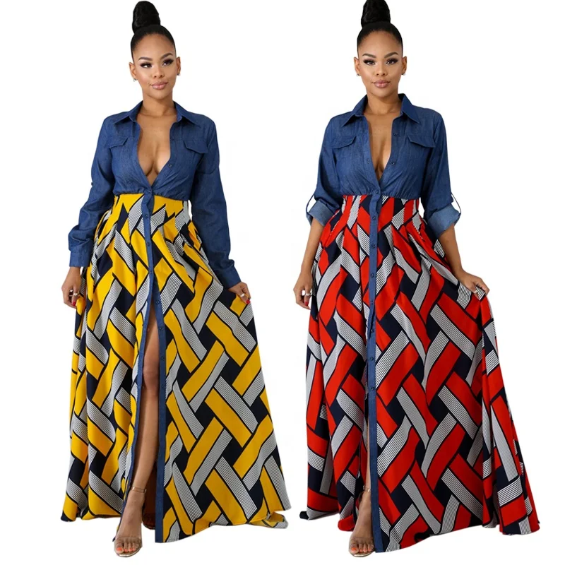 Button Front 2019 Women Casual Dress Long