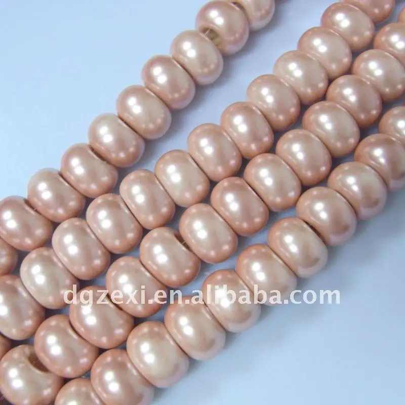 Pink glass abacus beads with two holes for British and Eurpean Jewelry making
