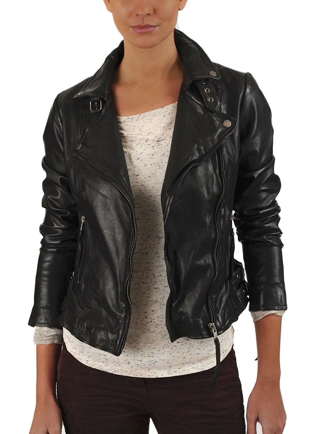New Men Genuine Sheep Leather Slim Fit Biker Jacket LF376