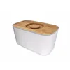 Steel Bread Storage Keeper Bin with bamboo cutting board lid in White