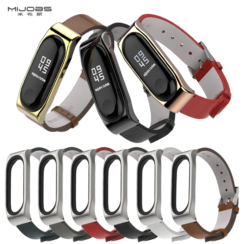 

Mijobs mi band 4 strap Classics PU Leather Hot Selling Miband 3 Strap wholesale leather straps