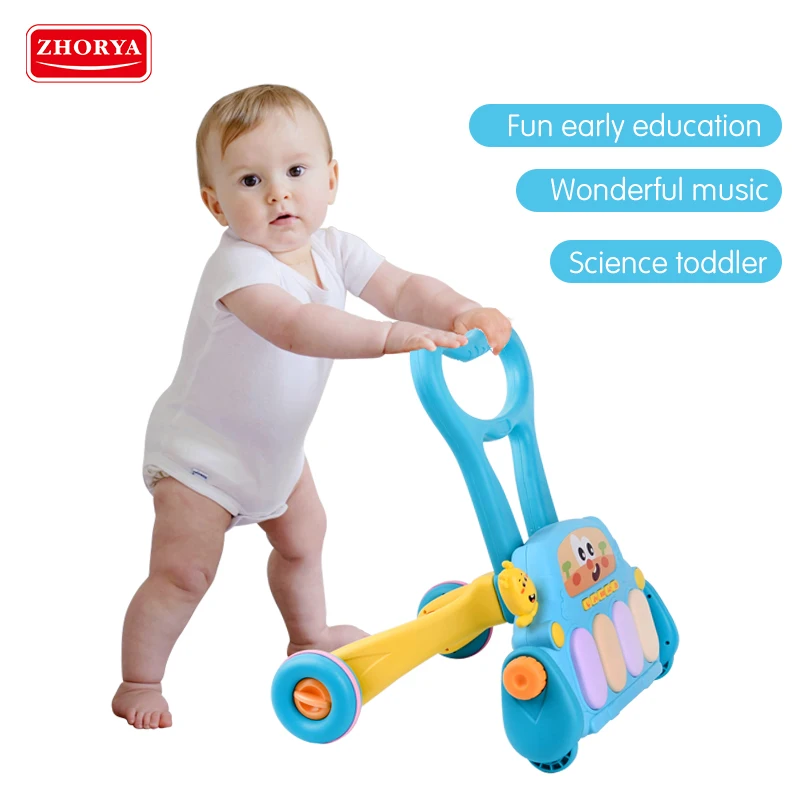 

Cartoon push handle multifunctional baby walker musical with light