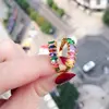 18k gold plated color stone rainbow ring