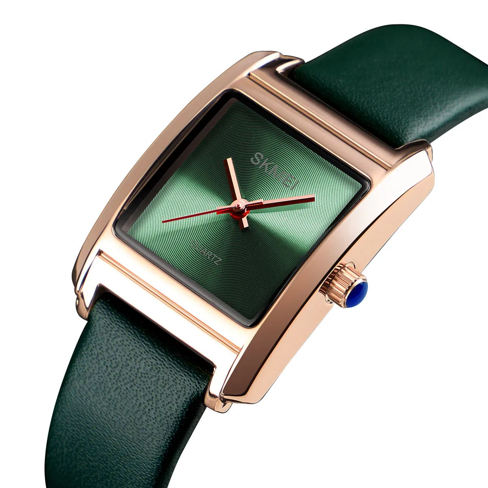 

SKMEI 1432 Fashion Luxury Women Rectangular dial Watch Thin Leather Strap Wristwatch Japan Quartz Analog Waterproof Watches, Red;green;purple;pink;white;coffee