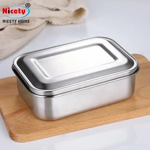 Image of rectangular storage boxes 304 stainless steel lunch box with cover food storage container box with lid meal prep containers