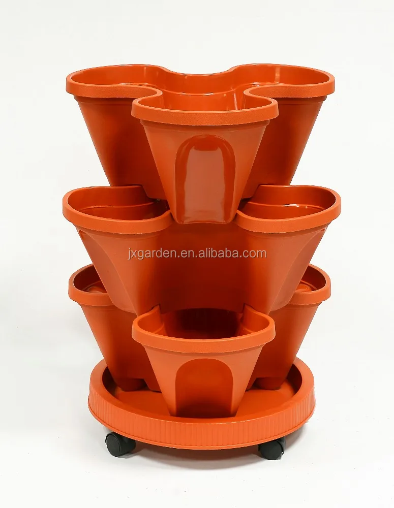 

plastic garden pp pot planter stackable planter, Terracotta.white.fruit green.creamy.grey.purple