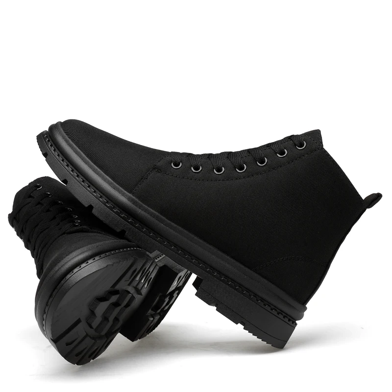 
Factory Height Increasing Black Waterproof Keep Warm Canvas High Neck Shoes For Men 