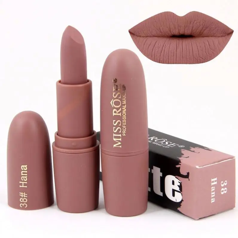 

Lipsticks Sexy Brand Lips Color Cosmetics Waterproof Long Lasting Miss Rose Nude Lipstick Matte Makeup dropshipping