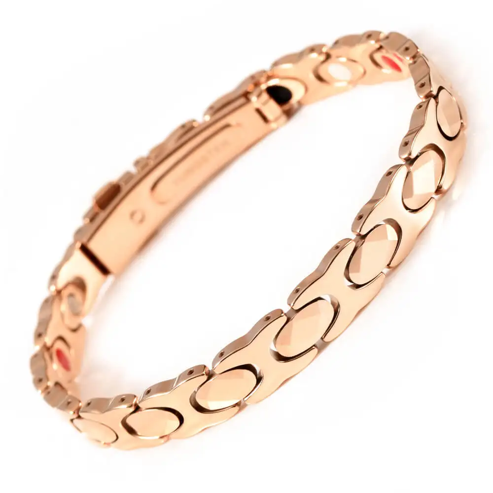 

Energinox Magnetic Great Health Benefits Jewelry 24K Rose Gold Plated Tungsten Carbide Bracelet