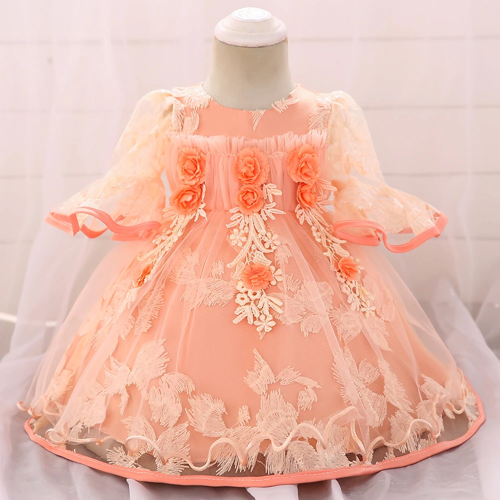 

Fashion Elegant Hot Sale 2018 Girls Clothes Artificial Flower lace Puffy Party Dress for Girls L1875xz, White/rose red/champagne/pink