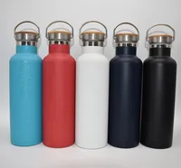 

Outdoor sport flask leak proof stainless steel with bamboo lid portable water bottle