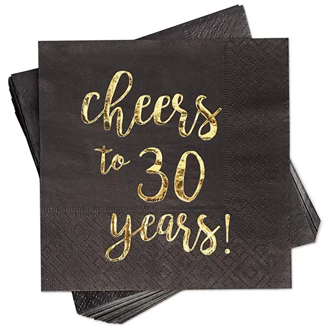 

20 Counts Black Paper Napkins 3 Ply Printed Paper Napkin for Birthday Party