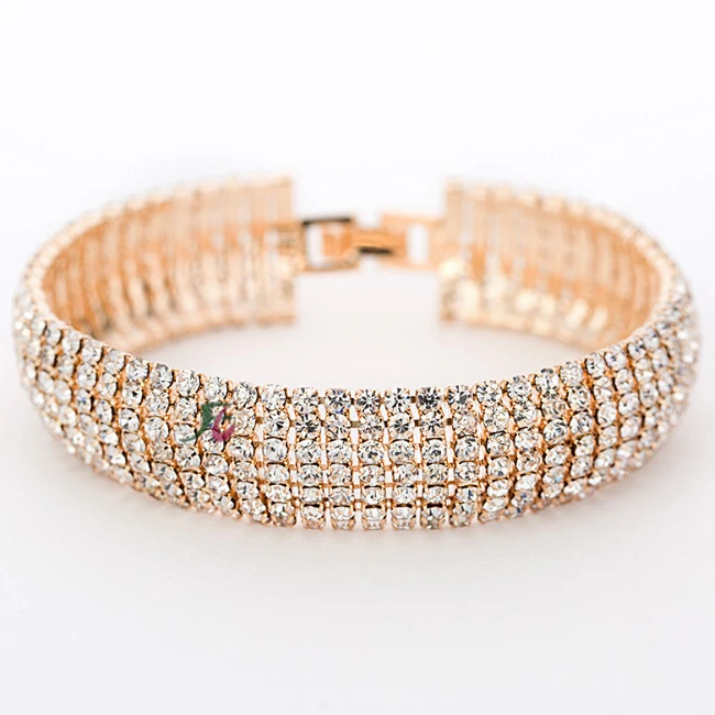 

Wholesale 2019 New Fashion Design Gold Plated Crystal Jewelry Bracelet for Women Girls, Clear & customized