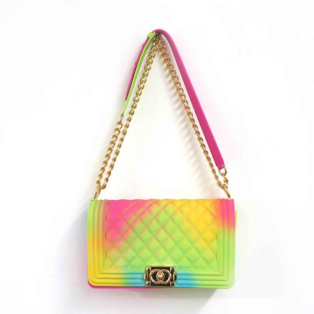

2021 fashion ladies summer jelly purse candy crossbody handbag cheap designer women pvc handbags, Rainbow pink or other
