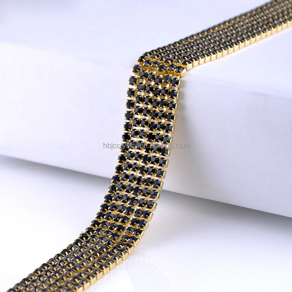 

Promotion 10yards montana gold base claw rhinestones sewing cup chain crystals rhinestones strass for clothes