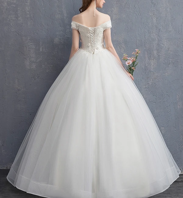 Off Shoulder Little Wedding Dress Appliqued Romantic Rose Flowers