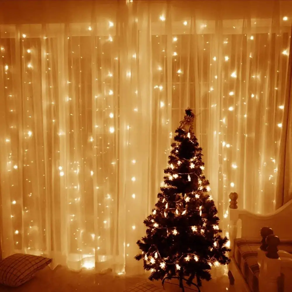 Fully Waterproof Super Bright led safety curtain string fairy light up star decoration christmas led curtain light