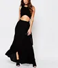 Wholesale Two Piece Set Top Latest Design Sexy Black Thigh Split Wrap Maxi Skirt Ladies High Waist Long Dresses