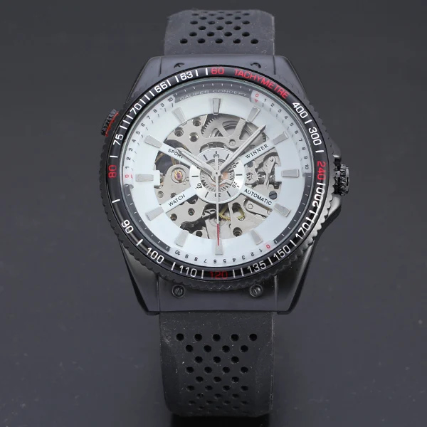 

WINNER 076 wholesale silicone strap hollow skeleton mechanical watch men mechanic /automatic skeleton watches men