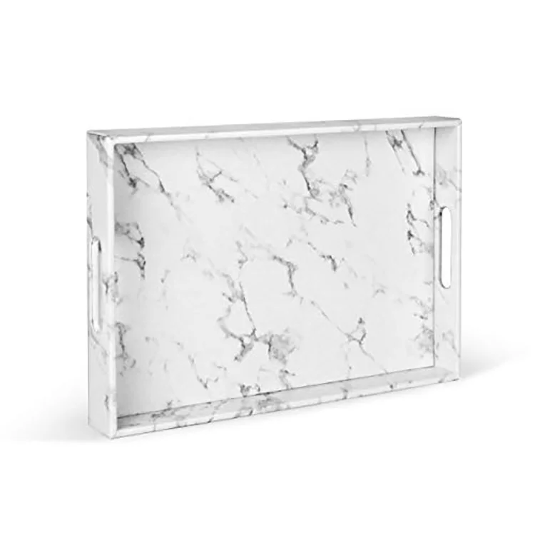 2019 new arrive hot sale custom handmade marble leather rectangle party serving tray