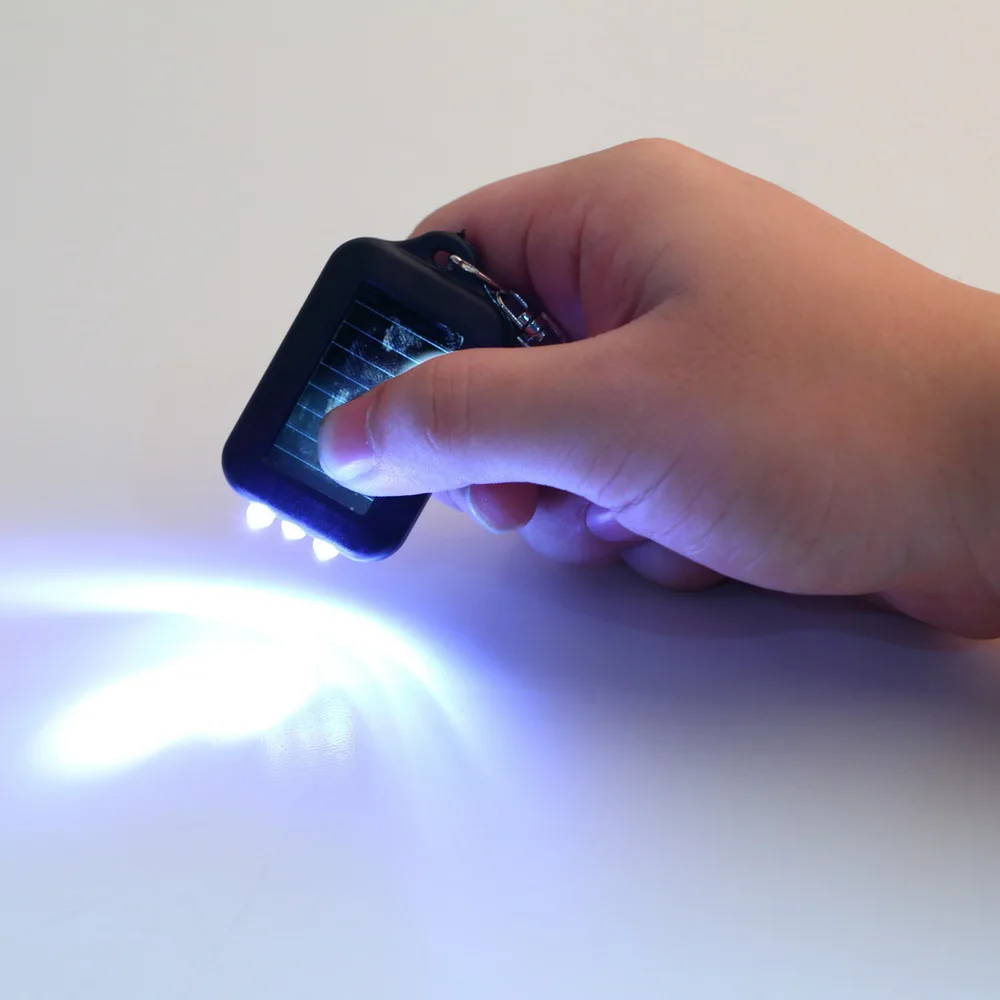 Mini Solar Power Rechargeable 3 Keychain Flashlight Flat Led Flashlight