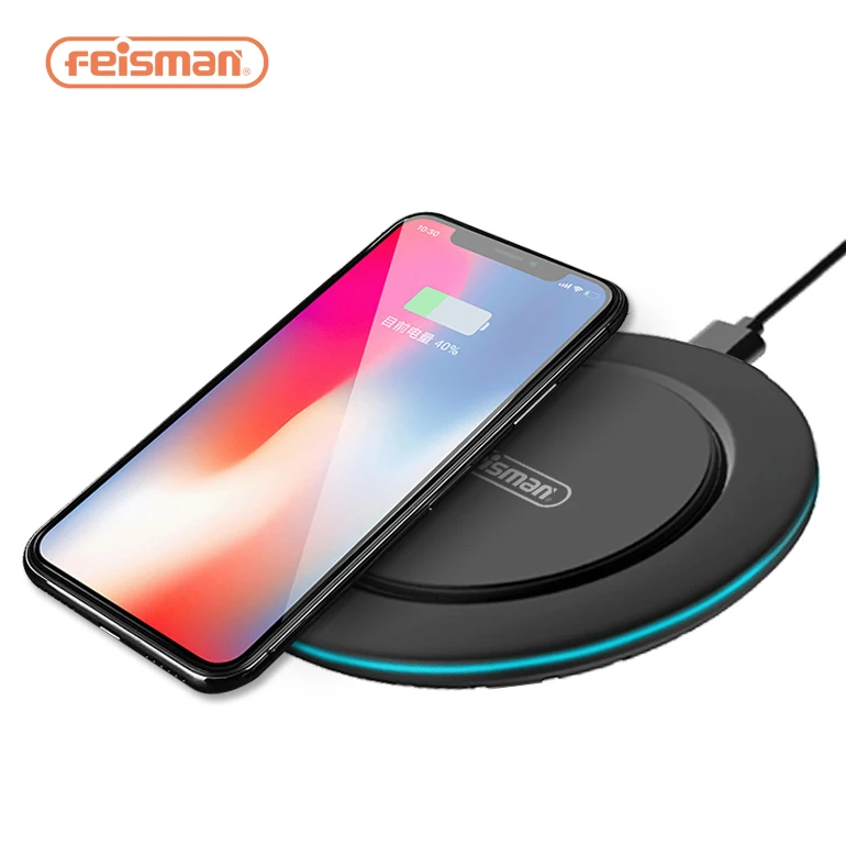 

Feisman 7.5W 10W Wireless Charger, Universal Qi Wireless Fast Mobile Phone Charger Charging Pad For iPhone X 8 Samsung S9, Black/ white