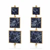 Fashionable Blue Natural Stone Square Shaped Drop Dangle earrings Jewelry