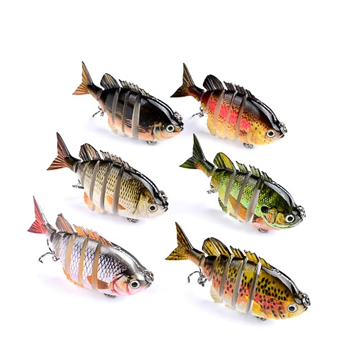 

Fulljion 14g 8cm iscas artificiais 6 segment fishing lure hard Plastic multi jointed Fishing Lure, 6 color as showed