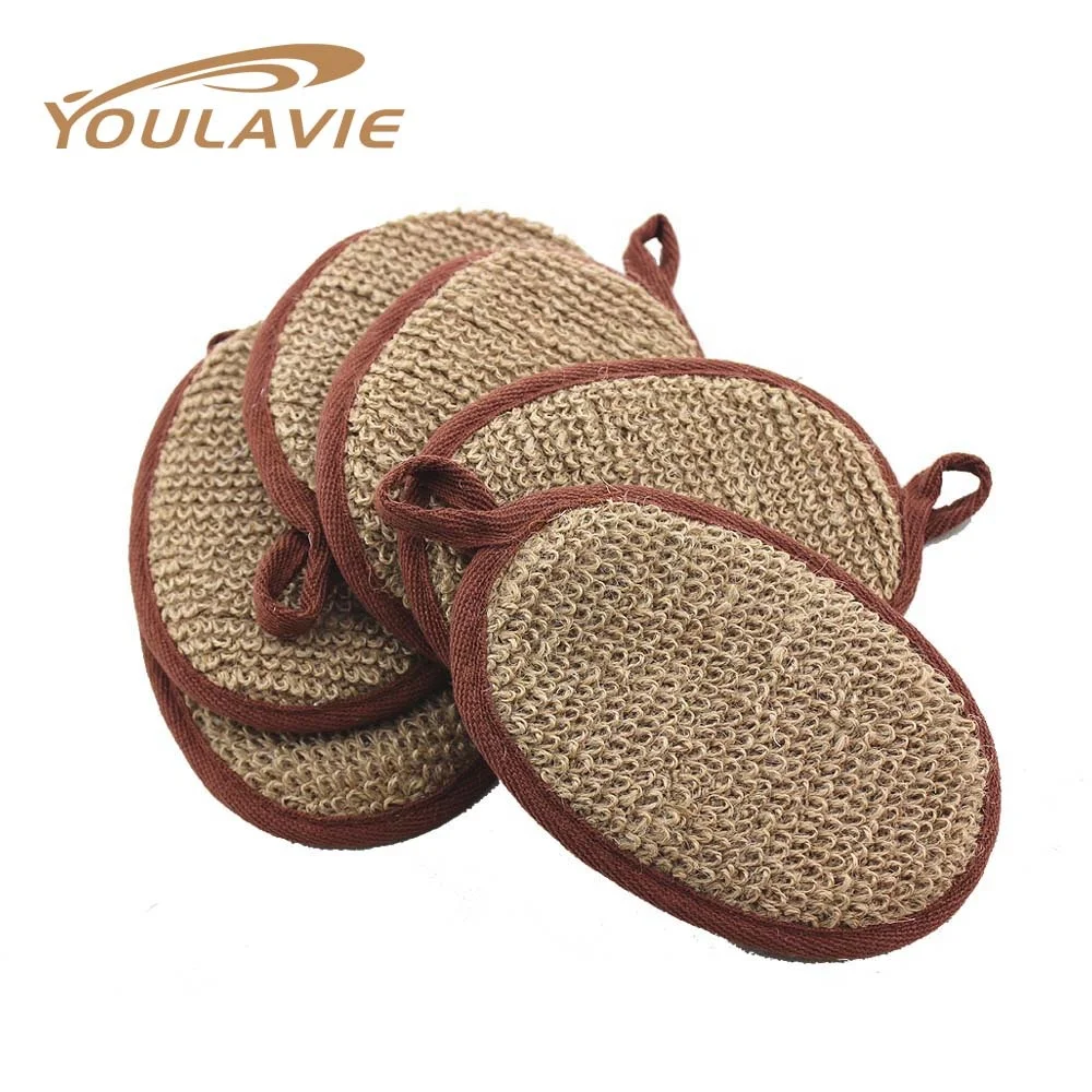 

100% Natural Hemp Facial Skin Care Set Exfoliating Hemp Bath Pad, Beige