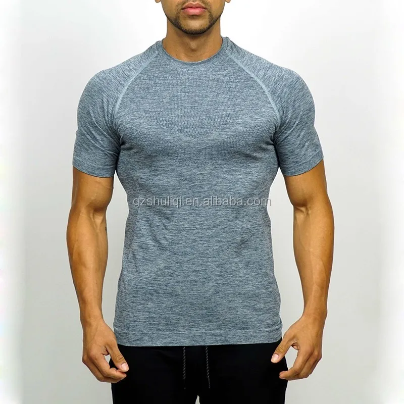2017 New Product Muscle Fit Men Fitness T Shirt Round Neck Seamless ...