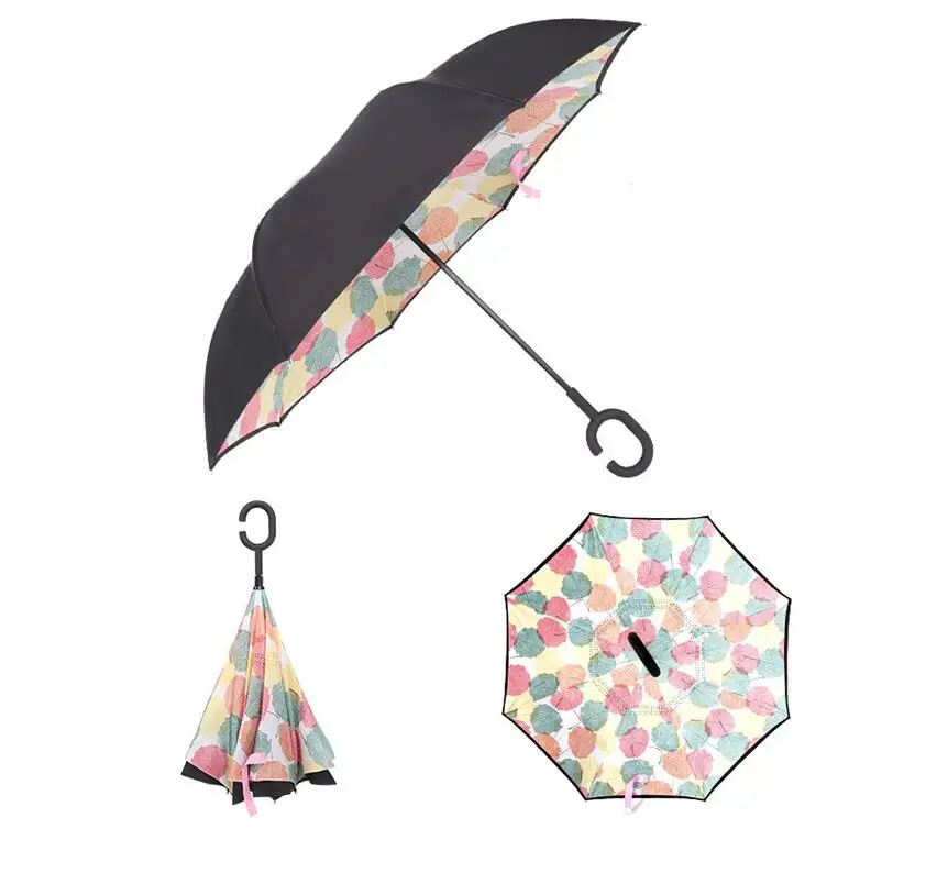 

Z70 Windproof umbrella C-type Folding reverse umbrella hands-free rain/sun outdoor double Layer Inverted umbrella