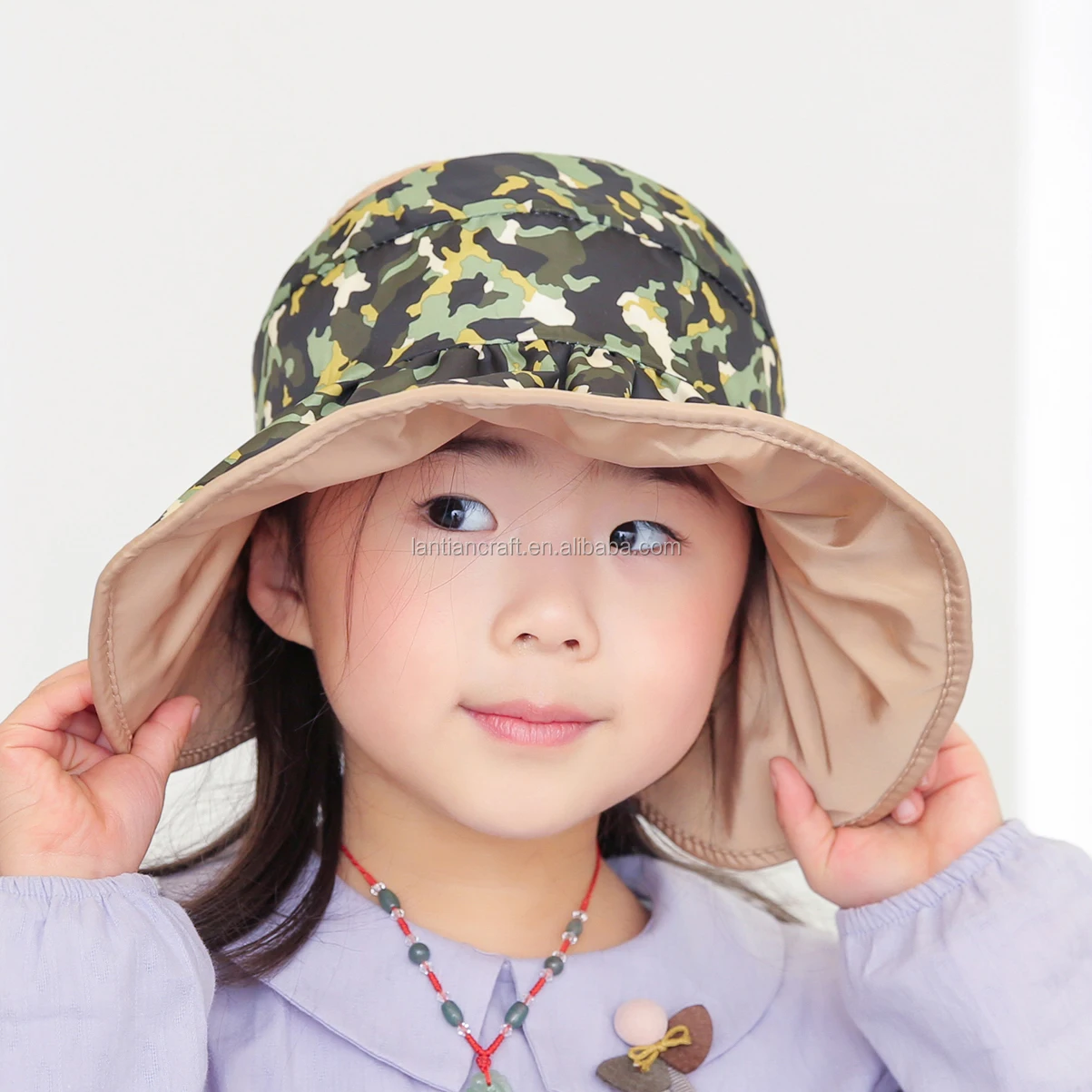 Reversible Summer Kids Sun Hat Girls Boy Visor Floppy Wide Brim