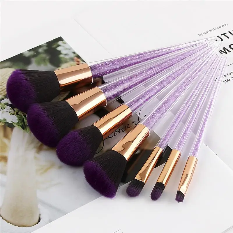 

lusher Brush Mak7Pcs/set Rhinestone Glitter Crystal Makeup Brushes Set Diamond Pro Highlighter Brushes Be up Mermaid Makeup Brus, Operational