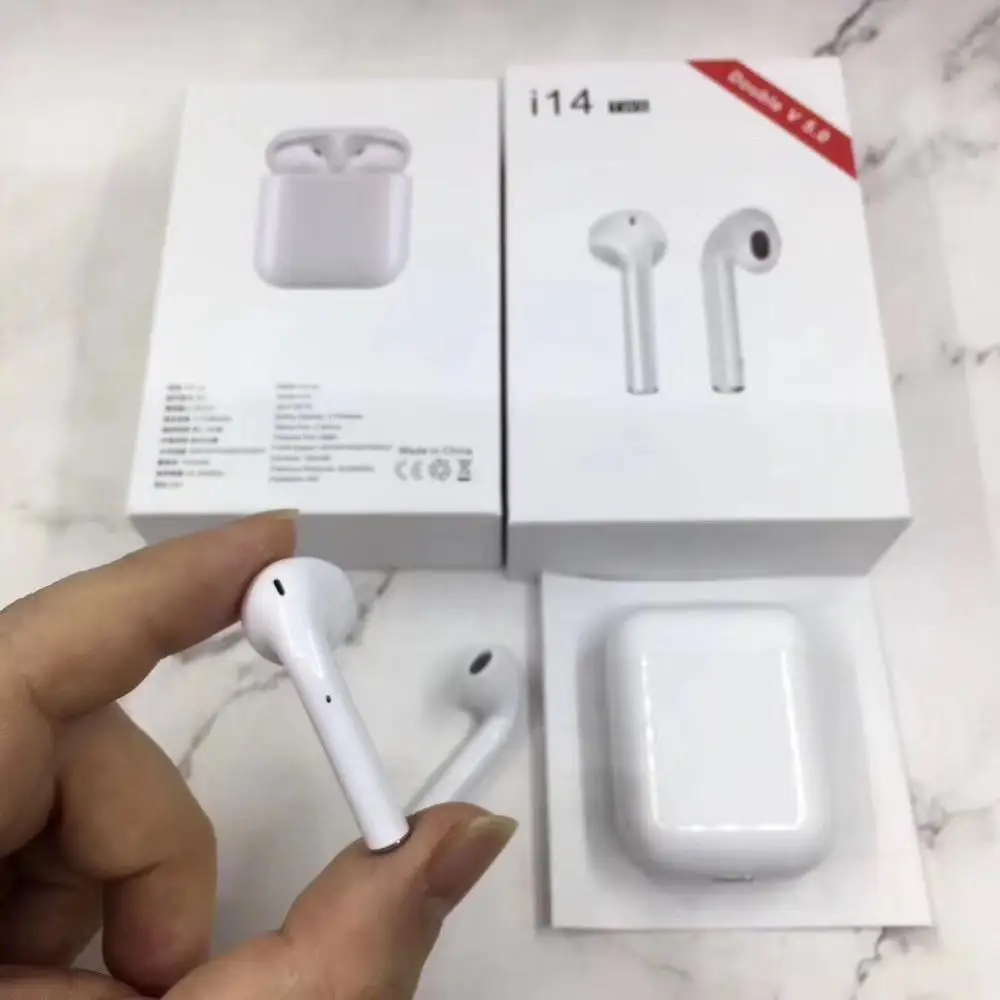 

New product ideas 2019 wireless headphones earbuds , in ear 5.0 touch bluetooth earphone i14 tws