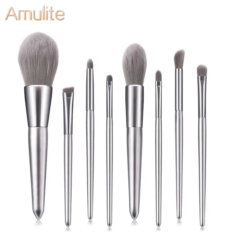 

8pc Silver Private Label High Quality brochas de maquillaje Professional Makeup Brushes Set