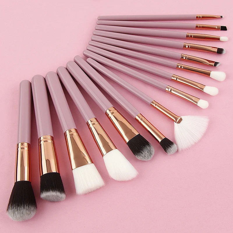 

2019 new design 15 piece makeup brush set custom logo makeup brush, Customized color