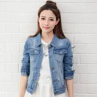 

2018 Fashion Women Jeans Jackets Short Tops Long Sleeve Denim Coat Vintage Ripped For Women Clothing chaquetas mujer