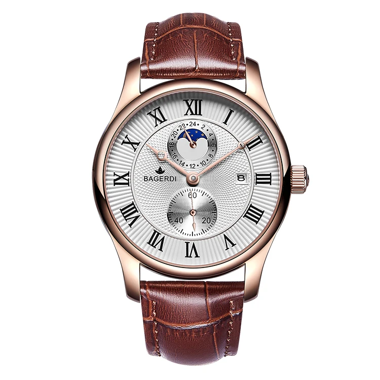 

Bagerdi automatic watches, mens watches, men wristwatch with Moon Phase