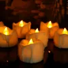 Dripping Amber Yellow Flickering Timing Flameless LED Tea Light Candles with Timer (6 Hrs on 18 Hrs Off)