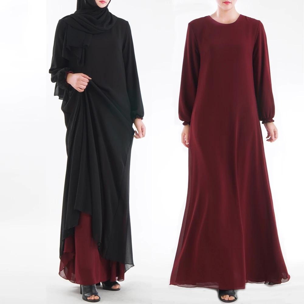 

2019 summer fashion popular muslim long sleeve maxi dress reversible abaya with pocket, 7 colors