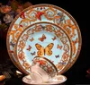 Ceramic Dinnerware Sets Chinese Porcelain Dinner set Butterfly Under Glazed Printed Tableware Creative