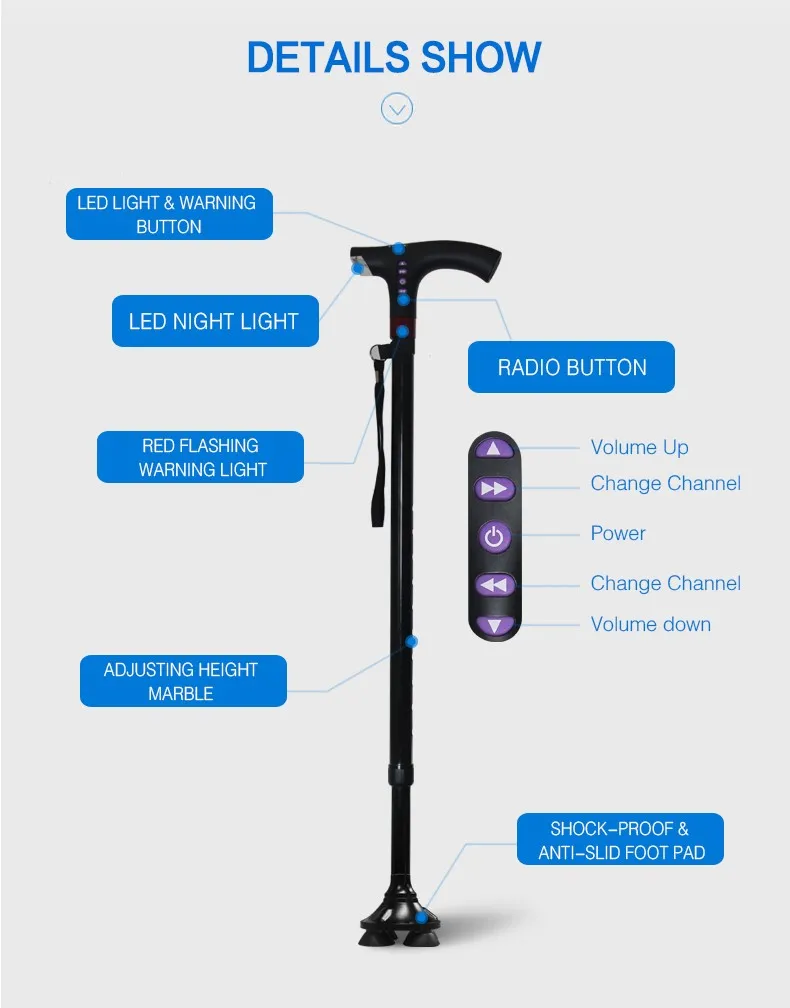Walking Stick Cane With Fm Light Smart Cane Outdoor Walking Stick Buy