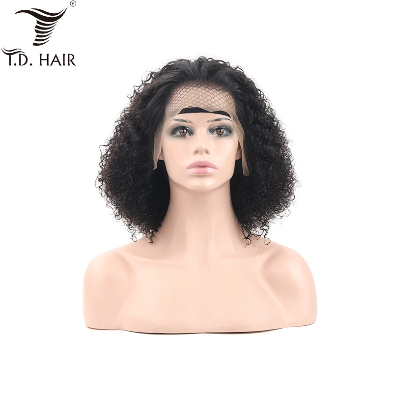 

Glueless highest density 180% Natural Black Kinky Curly Hair Wig High Quality 100% Human Hair 13*4 Lace Frontal Wigs, #1b natural black (can made any colors you want)