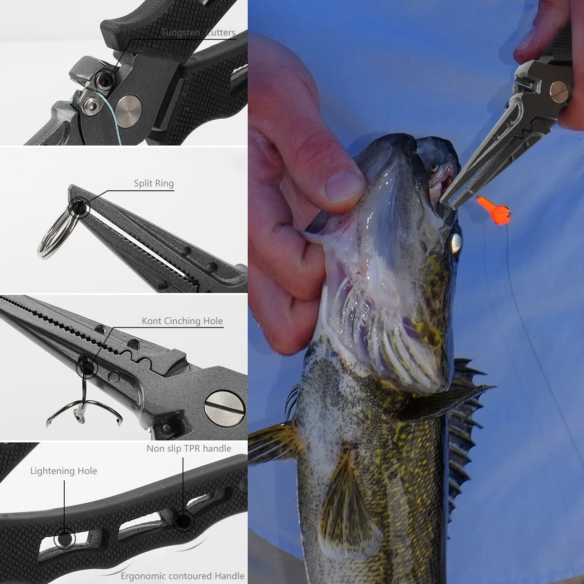 Fishing Saltwater Multi Tool Split Ring Braid Cutter Fish Hook Remover