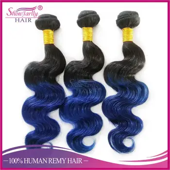 Blue Sew In Human Hair Ombre Braiding Brazilian Blue Black Human