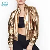 Hot Sale Instagram Womens Casual Gold Shine Fitness Jacket